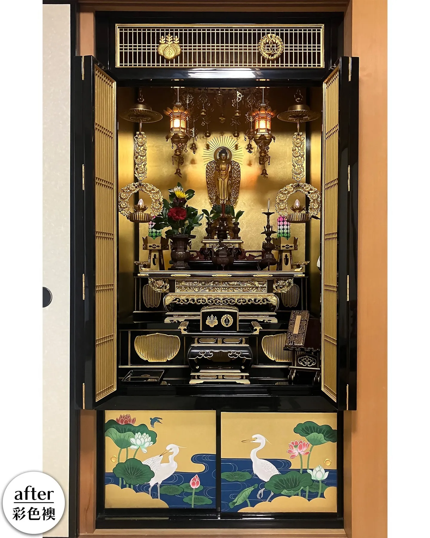 御寺院様のお内仏にて、地袋襖の荘厳をお手伝いさせていただきま...